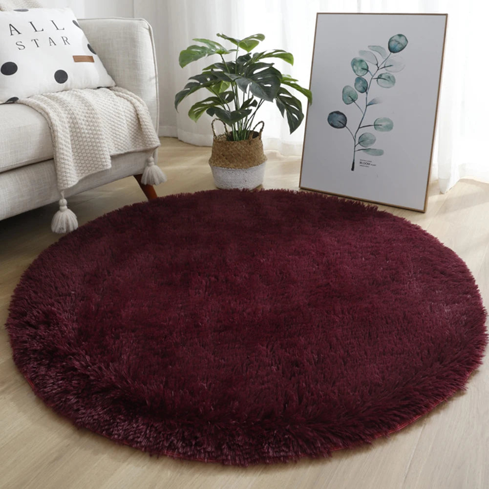 40/60/80cm Small Round Shaggy Rug Soft Anti-Skid Mat Living Room Bedroom Carpet Home Decor Winter Colorful Tie Dye Print Rugs