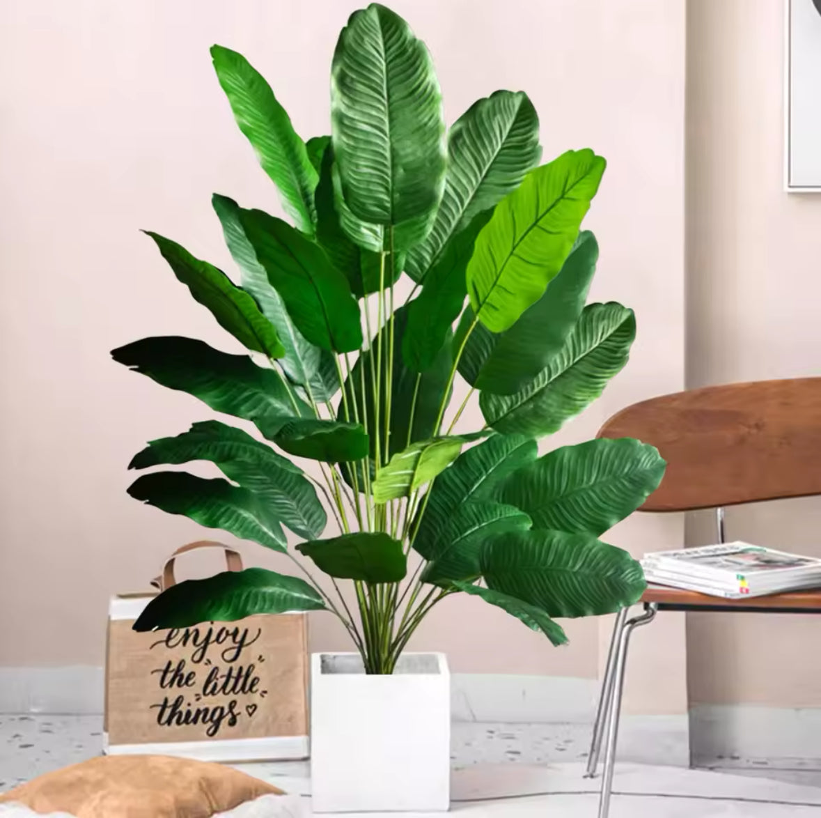 65-120cm(47.2in) Artificial Tropical Palm Tree Fake Banana Plant Leaves Real Touch Strelitzia Plastic Plant for Home Garden