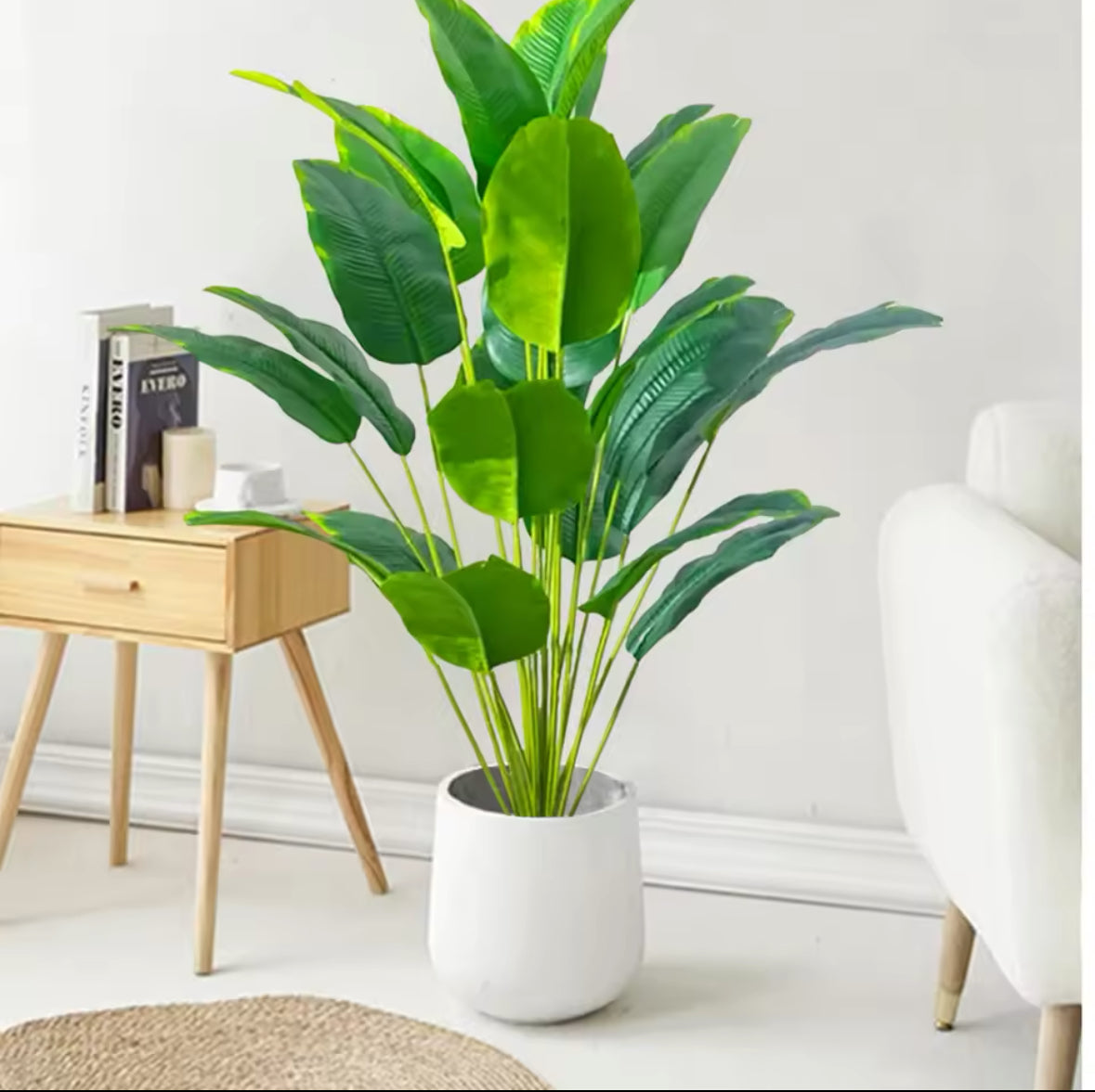 65-120cm(47.2in) Artificial Tropical Palm Tree Fake Banana Plant Leaves Real Touch Strelitzia Plastic Plant for Home Garden