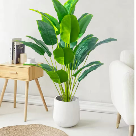 65-120cm(47.2in) Artificial Tropical Palm Tree Fake Banana Plant Leaves Real Touch Strelitzia Plastic Plant for Home Garden