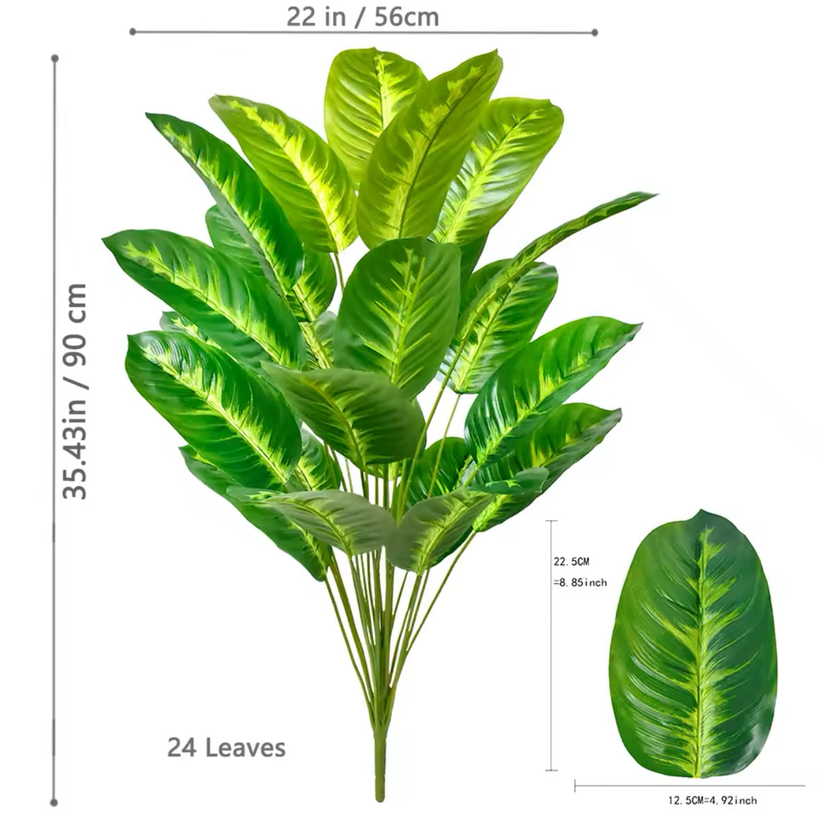 65-120cm(47.2in) Artificial Tropical Palm Tree Fake Banana Plant Leaves Real Touch Strelitzia Plastic Plant for Home Garden