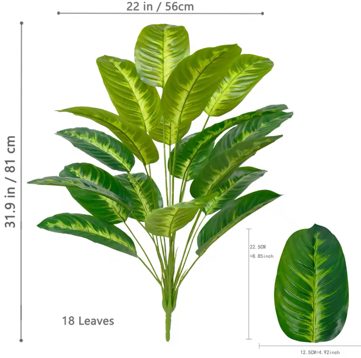 65-120cm(47.2in) Artificial Tropical Palm Tree Fake Banana Plant Leaves Real Touch Strelitzia Plastic Plant for Home Garden