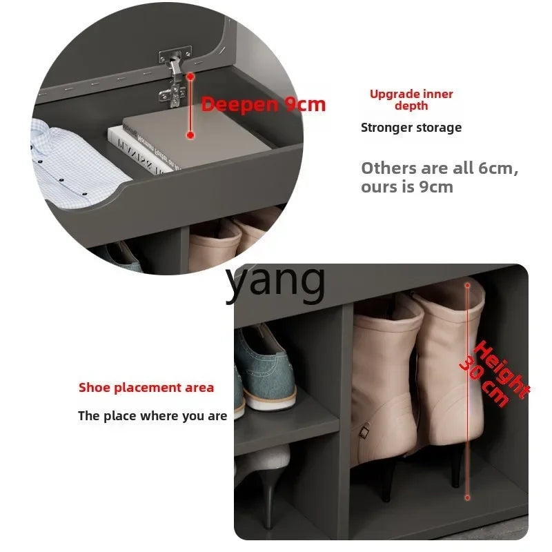 xyy enters the door and enters home to change shoes, stool, and shoe cabinet integrated storage at the door of the home