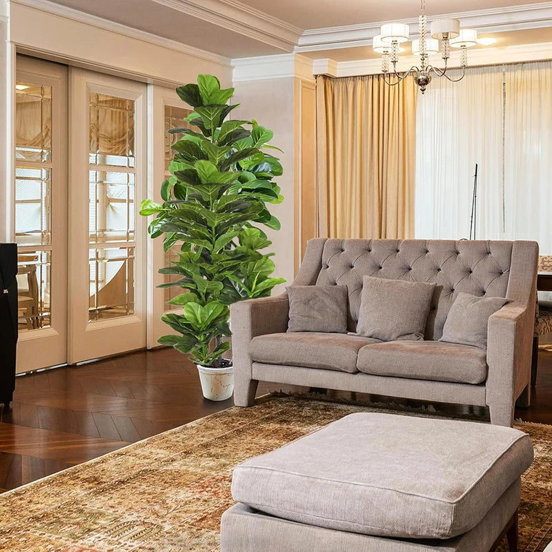 150cm Tropical Tree Large Artificial Fiddle Leaf Fig Tree Fake Ficus Lyrata Plant Faux Plants for Home Office Garden Decoration