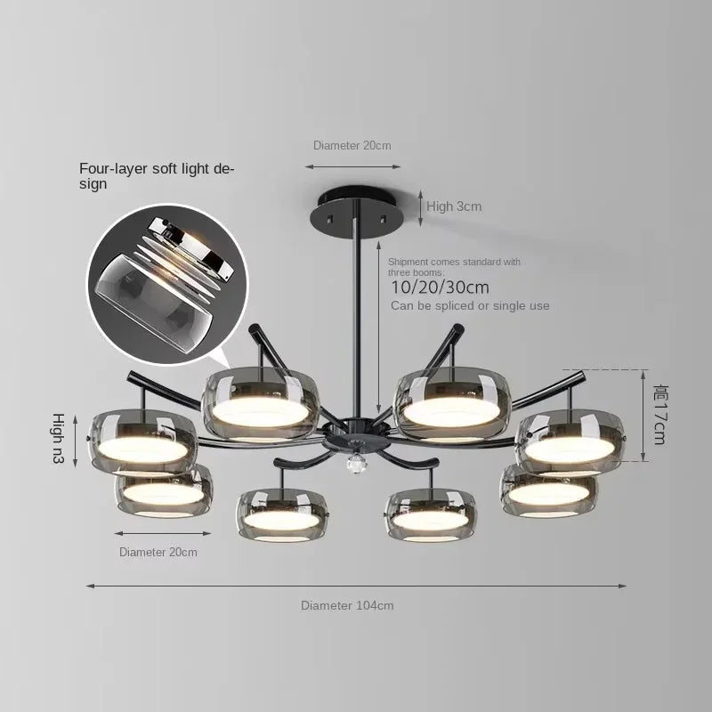 LED Modern Minimalist Dining Table Light Glass Restaurant Pendant Light, Single Head Three Head Restaurant Light Indoor Lighting
