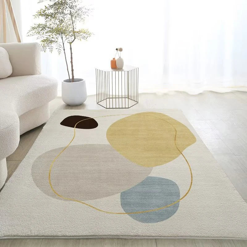 White Rectangle Polyester Rugs For Bedrooms Rug Living Room Anti Slip Foot Mats Soft and Comfortable