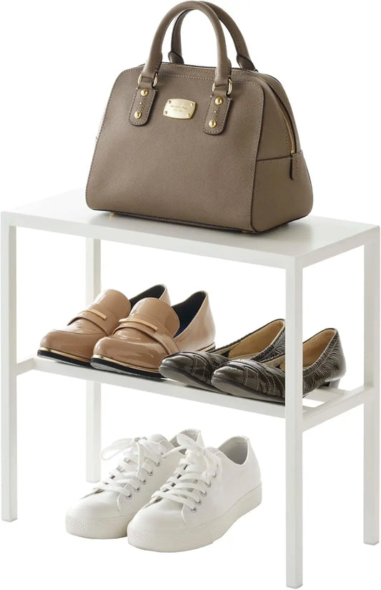 Home Tower 2-Tier Entryway Shoe Organizer, 16"" - Steel - Holds 4 Pairs Of Shoes