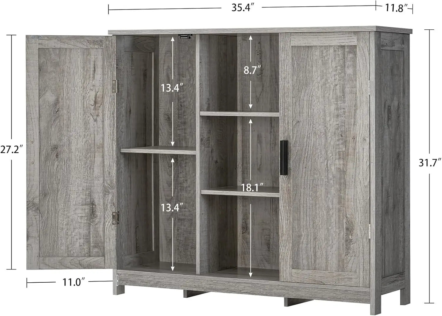 Storage Cabinet, Coffee Bar Cabinet With 3 Adjustable Shelves & 2 Doors, Bathroom Cabinets, Sideboard Buffet Cabinets, Cupboard