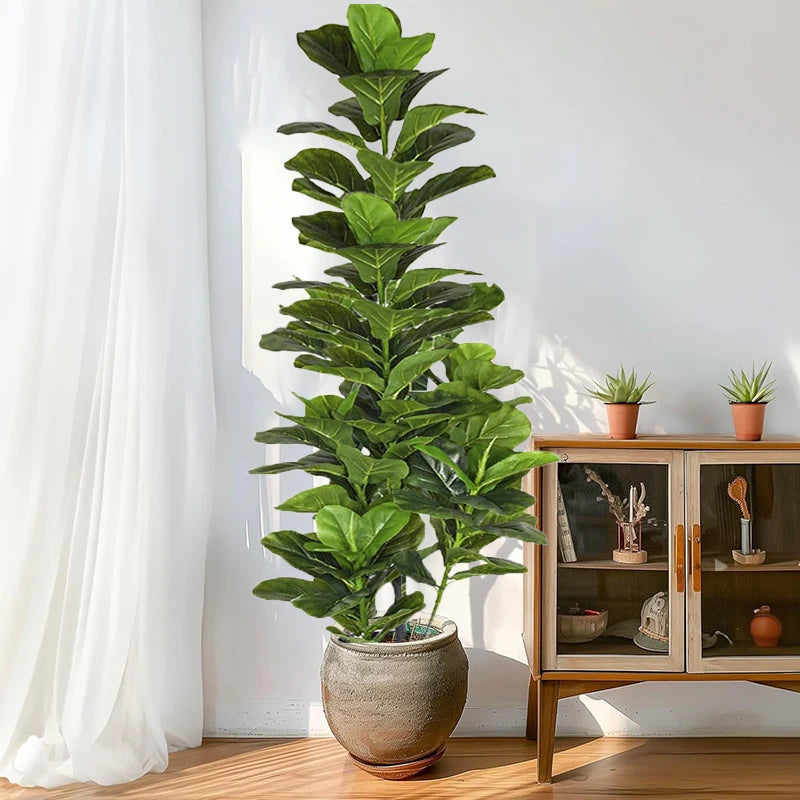 150cm Tropical Tree Large Artificial Fiddle Leaf Fig Tree Fake Ficus Lyrata Plant Faux Plants for Home Office Garden Decoration