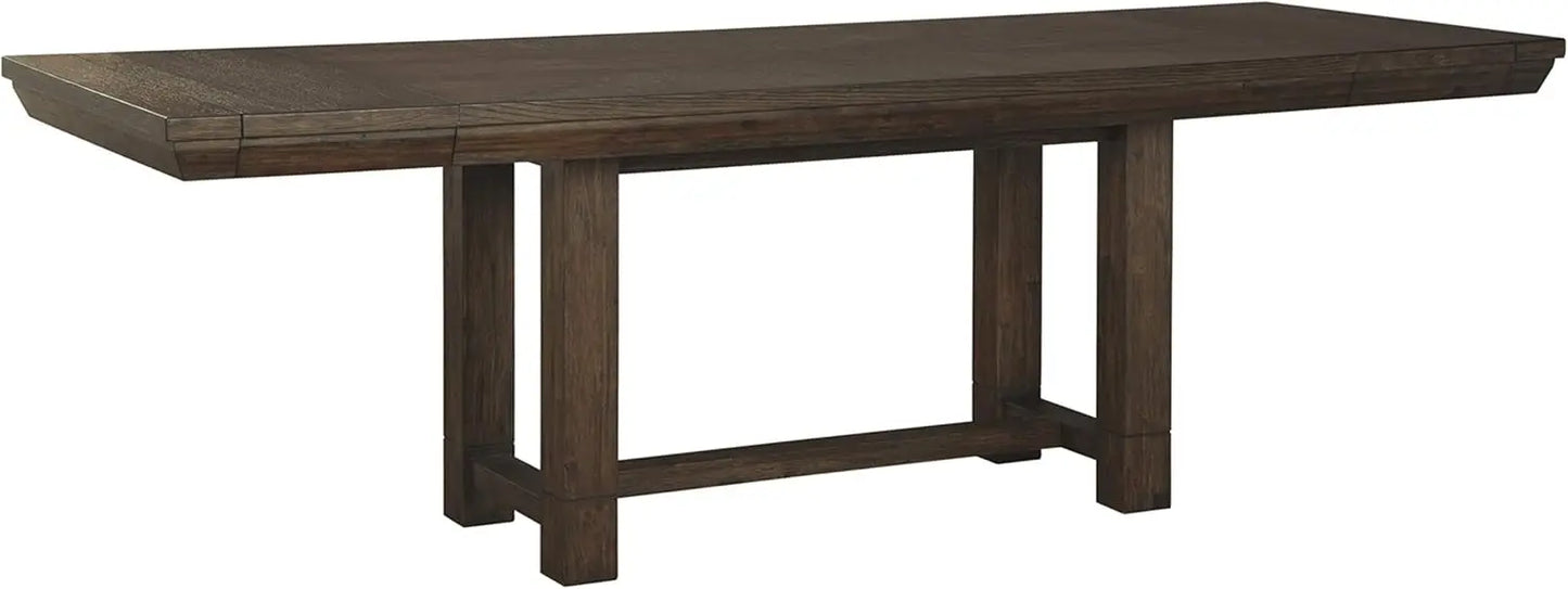 Casual Rectangular Dining Extension Table, Seats up to 8, Dark Brown