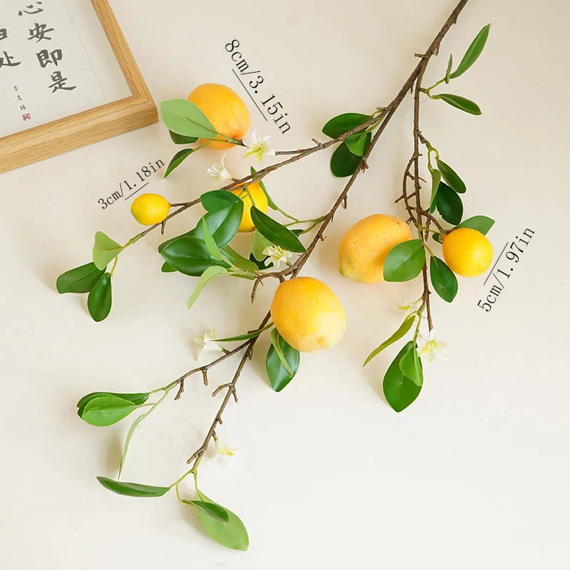 Lemon Branches With Fruit Simulation Green Plants Fresh Home Decoration Photo Props Plastic Fruit Flower Arrangement Fake Flower