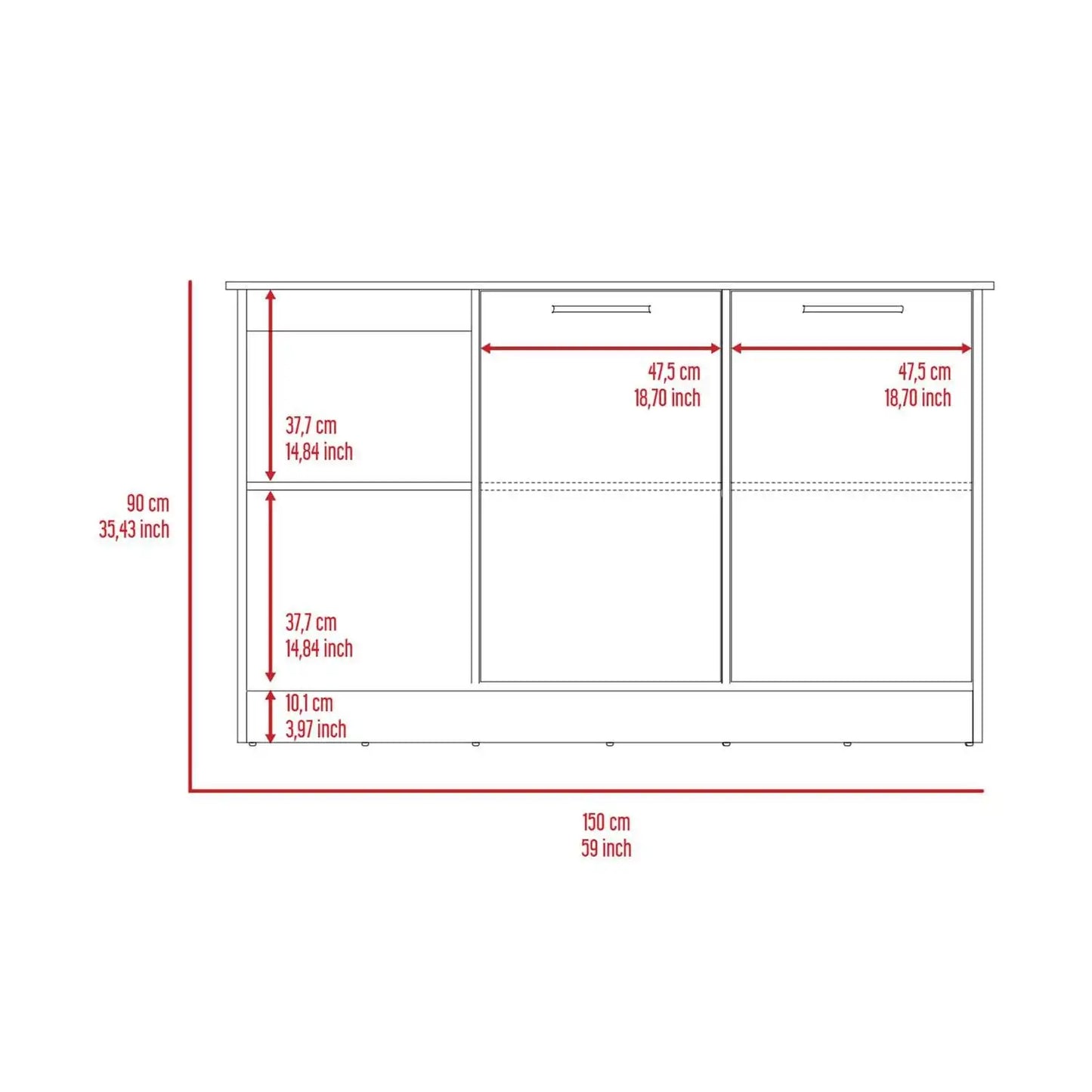 Juniper Kitchen Island with Large Top Surface, Double Door Cabinet, and Open Shelves White / Light Oak