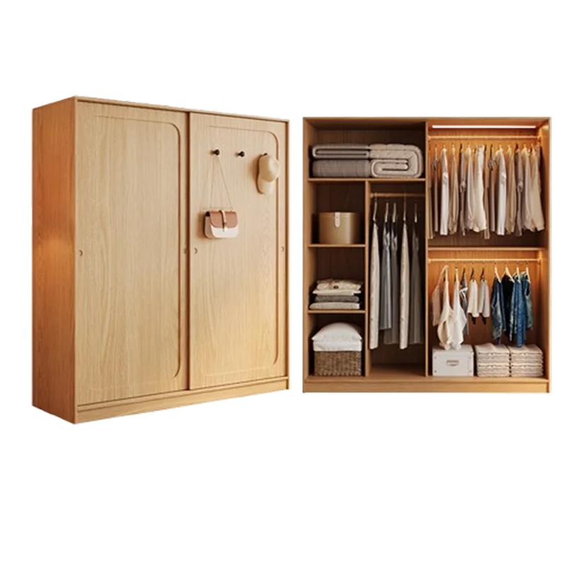 Automatic Light Wardrobe Essentials Stackable Sliding Door Organizer Closet Bedroom Storage Wooden Guarda Roupas Furniture Home