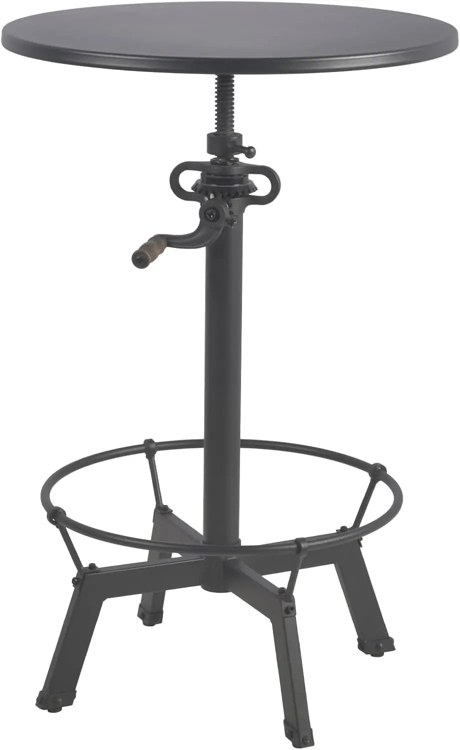33.5-39.4 Inch Tall Industrial Bar Table-Adjustable Bar Height Bistro Whiskey Pub Table-23.7" Dia Swivel Round Wood Top Metal