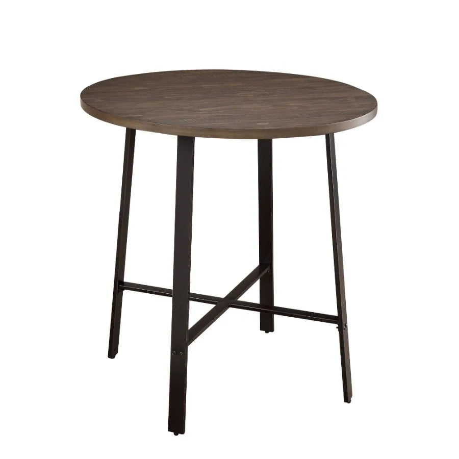 Rustic Industrial Style 5pc Counter Height Set Round Table and 4 Stools Gray Metal Finish Furniture