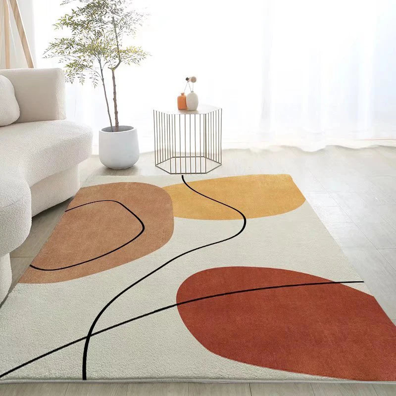 White Rectangle Polyester Rugs For Bedrooms Rug Living Room Anti Slip Foot Mats Soft and Comfortable