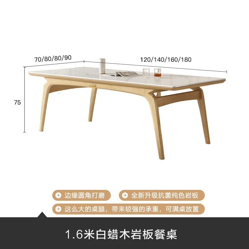 Solid wood rock slab dining table simple household