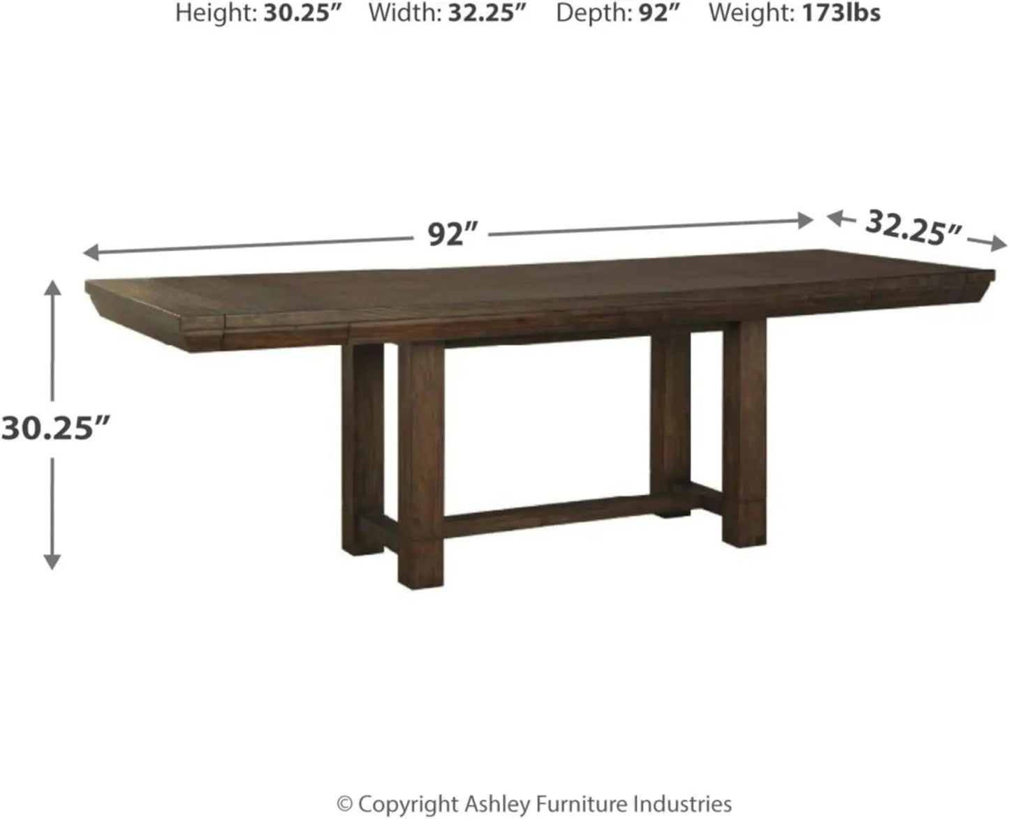 Casual Rectangular Dining Extension Table, Seats up to 8, Dark Brown