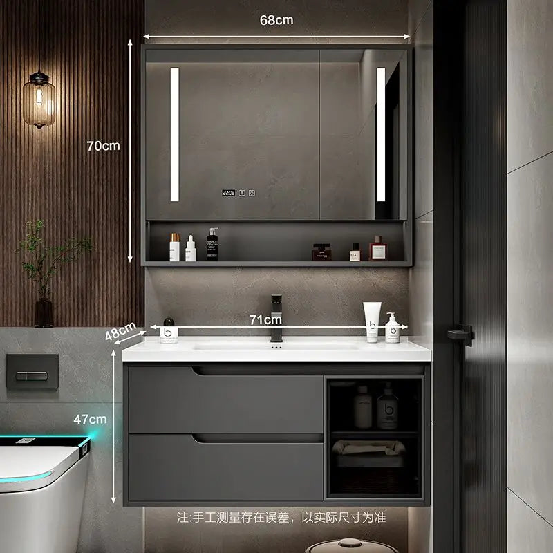 Modern Simple Bathroom Vanities Solid Wood Light Vanity Vanity Bathroom Vanities Partition Drawer Mobiletto Bagno Furniture