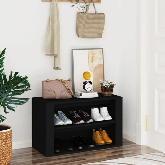 Shoe Rack Black 29.5x13.8x17.7 Engineered Wood