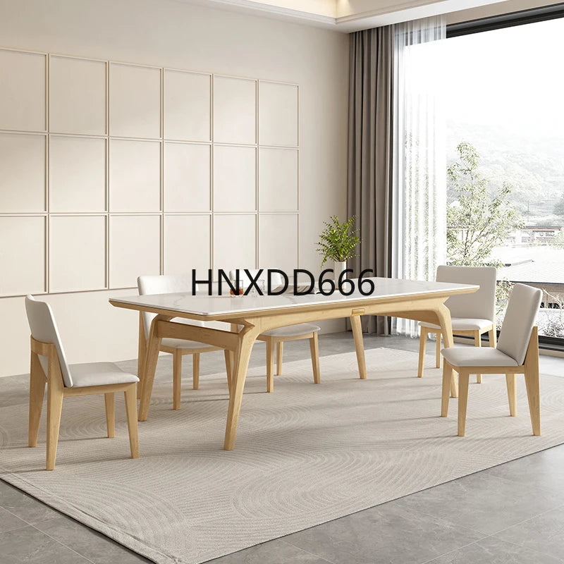 Solid wood rock slab dining table simple household