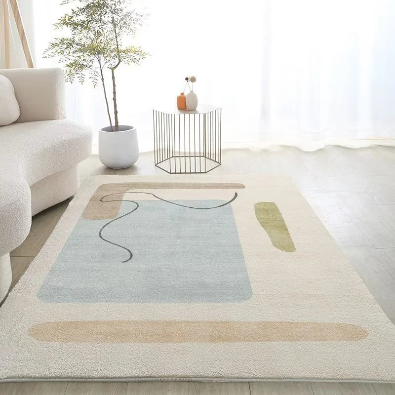 White Rectangle Polyester Rugs For Bedrooms Rug Living Room Anti Slip Foot Mats Soft and Comfortable