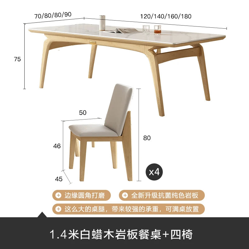Solid wood rock slab dining table simple household