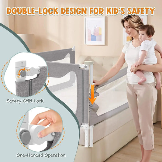 Bed Rail For Toddlers, Stable Protective Bed Side Rails, Baby Bedrail Guard For Twin Full Queen & King Size Bed (78.7 H, 1