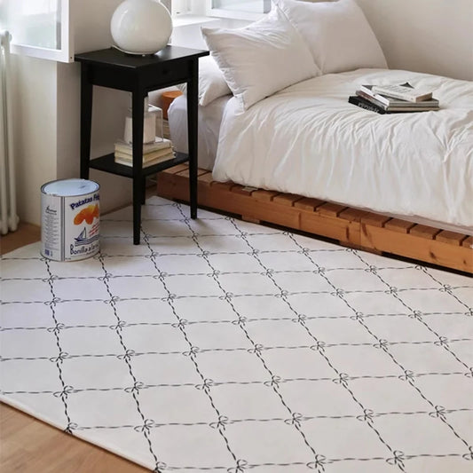 Bedroom Living Room Area Rugs Simple High-end Bow Pattern Floor Mat Girls Room Decorative Plush Carpet Fashion Trend Home Rug