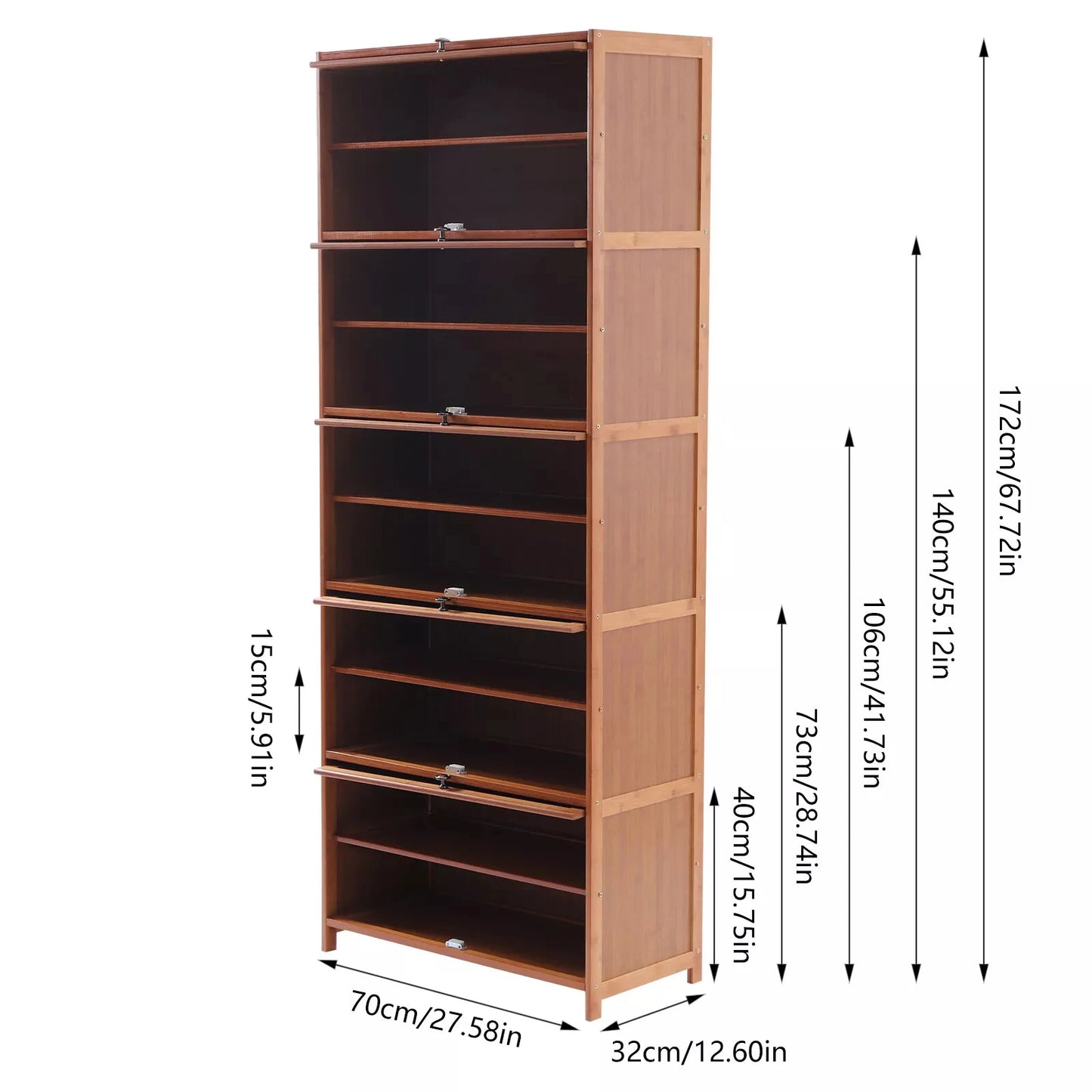 10-Tier Bamboo Shoe Rack Cabinet, Wood Shelf Stand Storage & Book Shelf Organizer