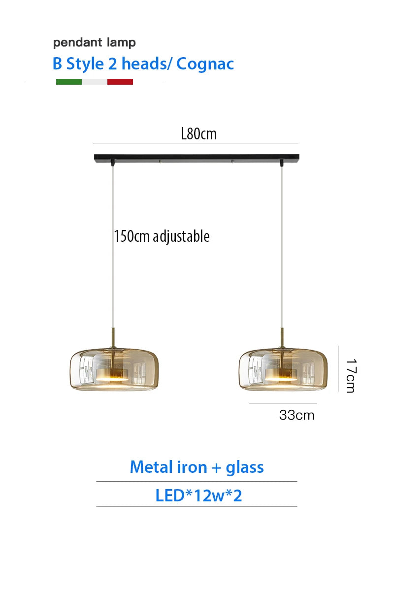 Luxury Designer Glass Chandelier with Adjustable Hanging Cord Elegant Cafe Lighting for Home Dining Room Bedroom Ceiling Fixture
