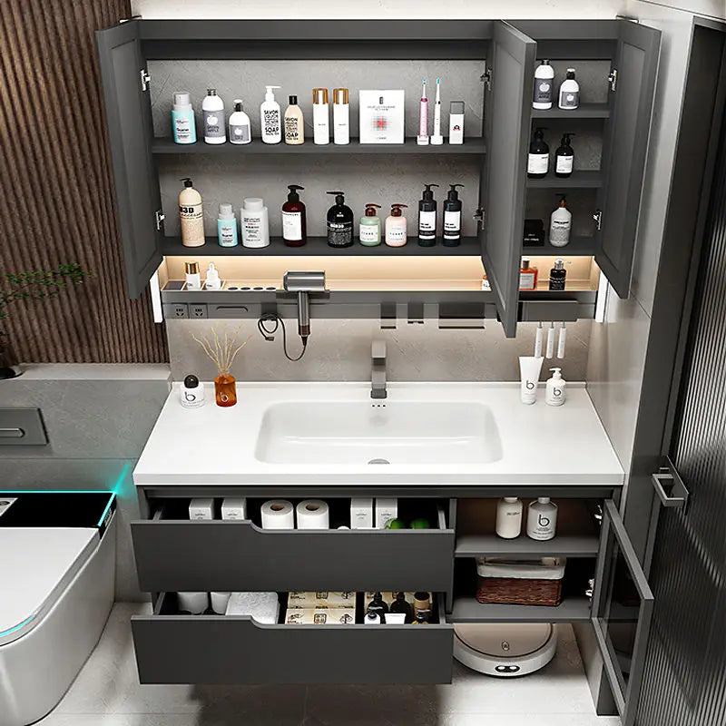 Modern Simple Bathroom Vanities Solid Wood Light Vanity Vanity Bathroom Vanities Partition Drawer Mobiletto Bagno Furniture