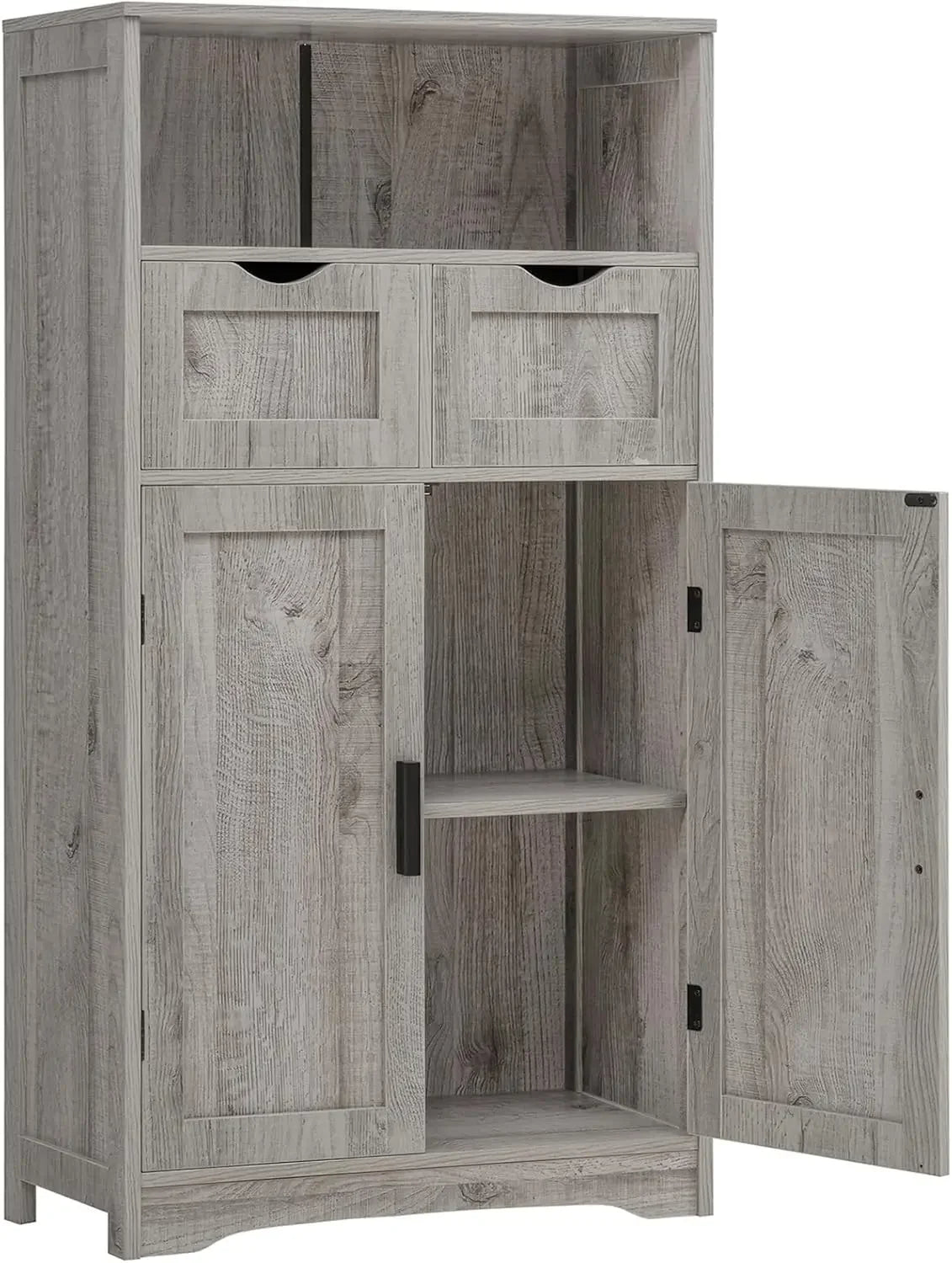 Kitchen Cabinet, 2 Drawers & 2 Adjustable Shelves, Bathroom Cabinet with Doors, Cupboard, Easy to Assemble, Cabinets Kitchen