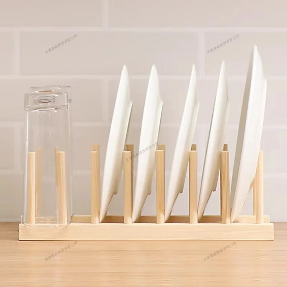 2025 DIY Locker Bamboo Drain Rack Wooden Plate Rack Dish Rack Kitchen Organizer for Plates/Cutting Boards/Plates/Cups/Pot Lid