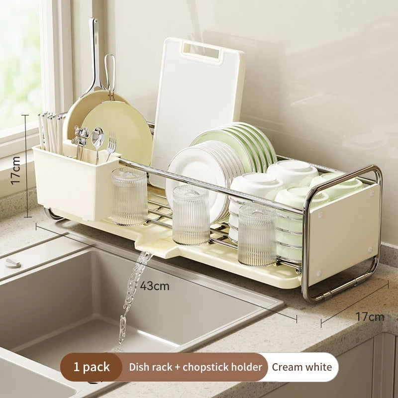 Multifunctional Kitchen Sink Next to The Bowl Drain Tray Rack Sink Storage Dishes Narrow Drying Dishes and Chopsticks Holder