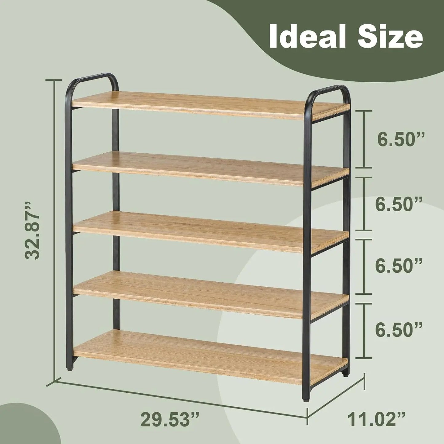 5-Tier Shoe Rack With Large Capacity, Wooden Shoe Shelf Organizer, Free Standing Shoe Rack For Front Door Entrance Entryway