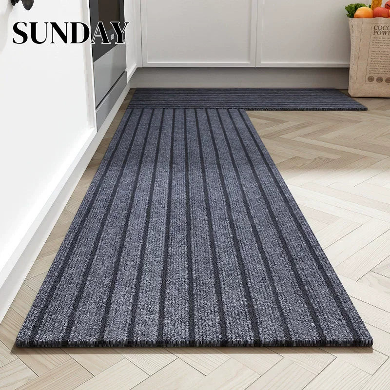 Modern Striped Kitchen Rugs Modern Anti-slip Entrance Door Floor Mat Scalable Carpet Home Decoration for Hallway Office Corridor