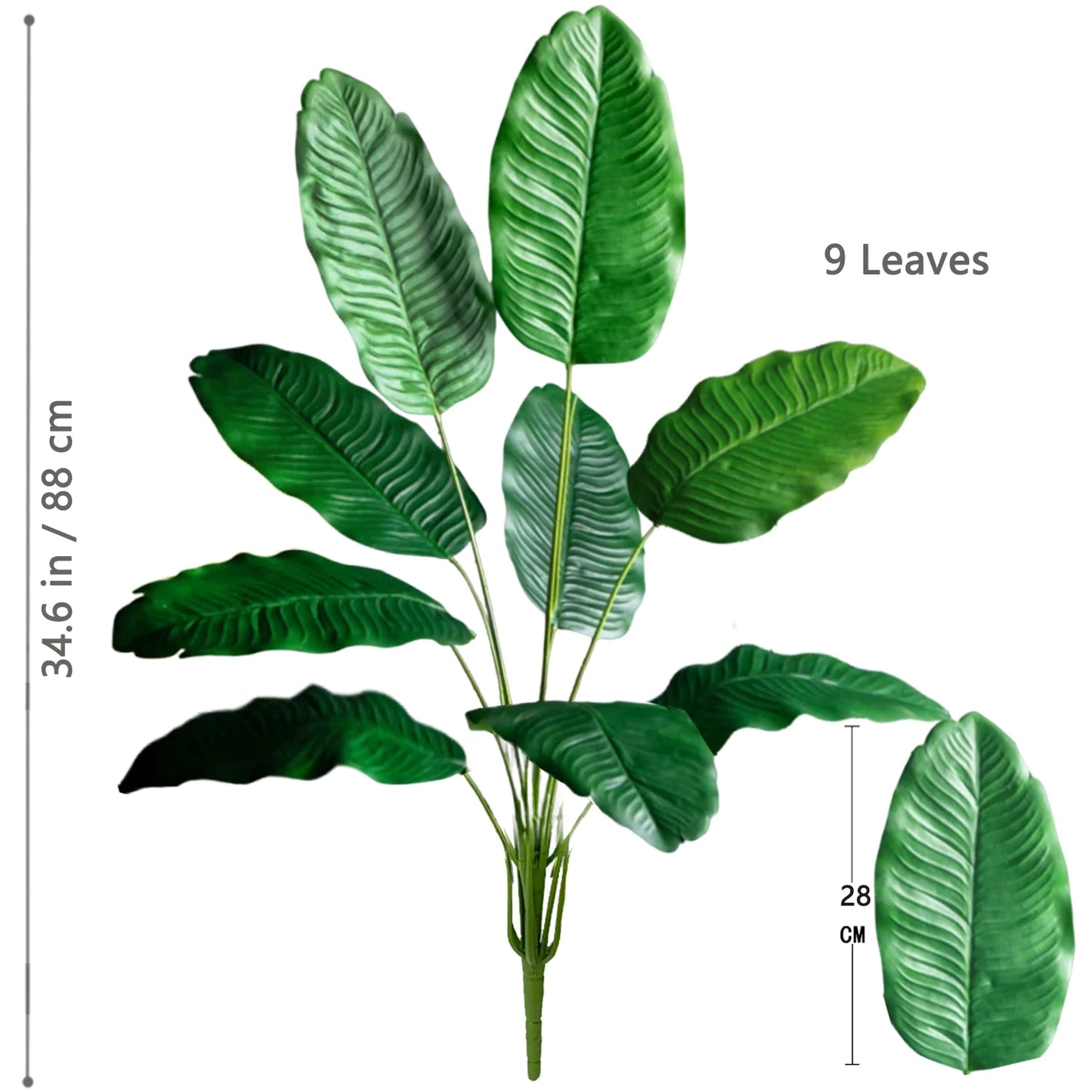 65-125cm 24 Leaf Large Tropical Palm Tree Fake Banana Plant Leaves Real Touch Strelitzia Reginae Plastic Plant for Home Garden