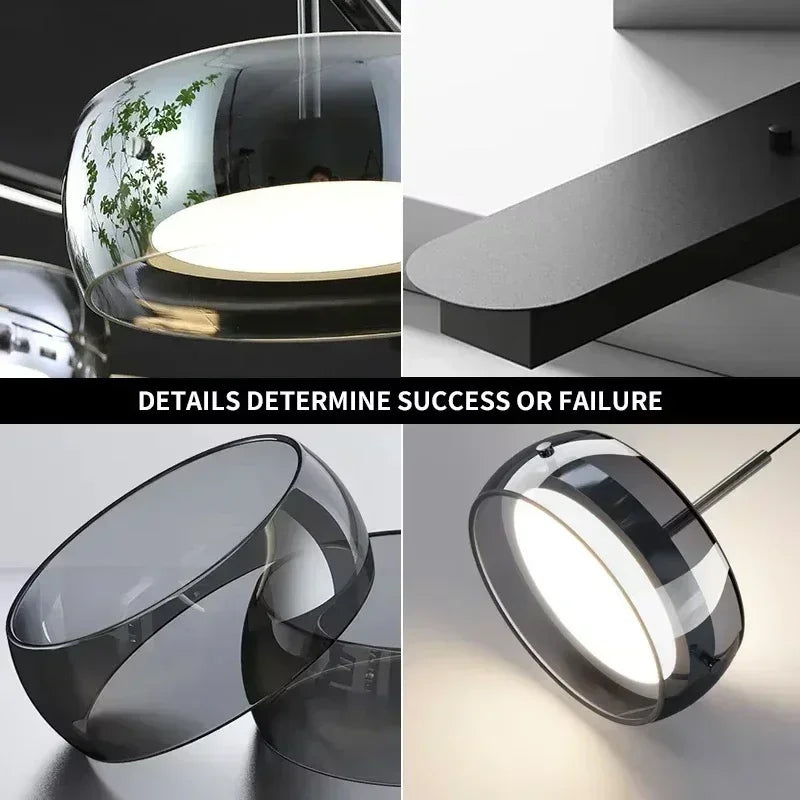 LED Modern Minimalist Dining Table Light Glass Restaurant Pendant Light, Single Head Three Head Restaurant Light Indoor Lighting