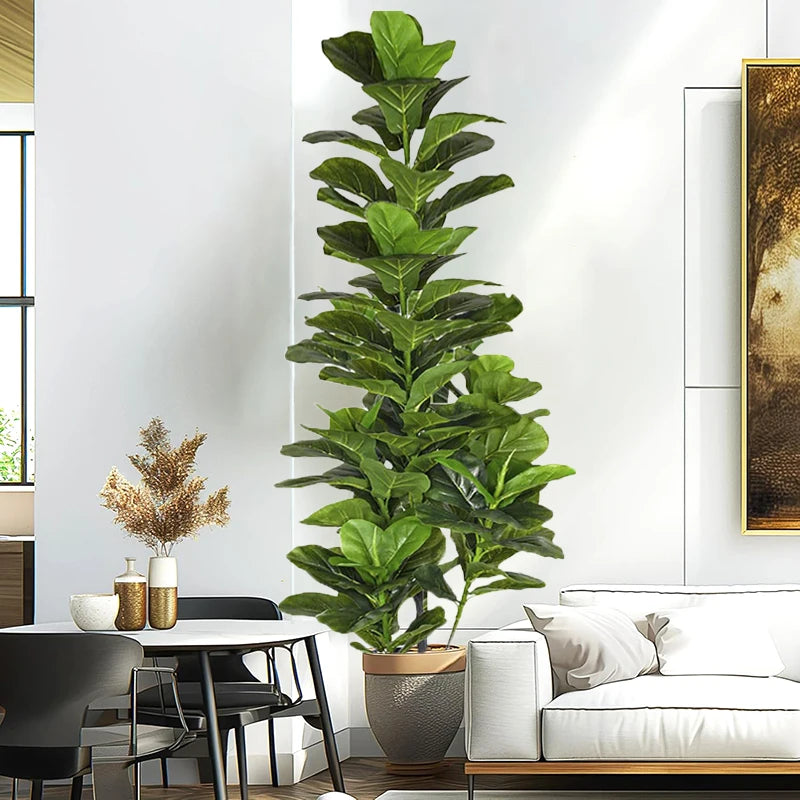 150cm Tropical Tree Large Artificial Fiddle Leaf Fig Tree Fake Ficus Lyrata Plant Faux Plants for Home Office Garden Decoration