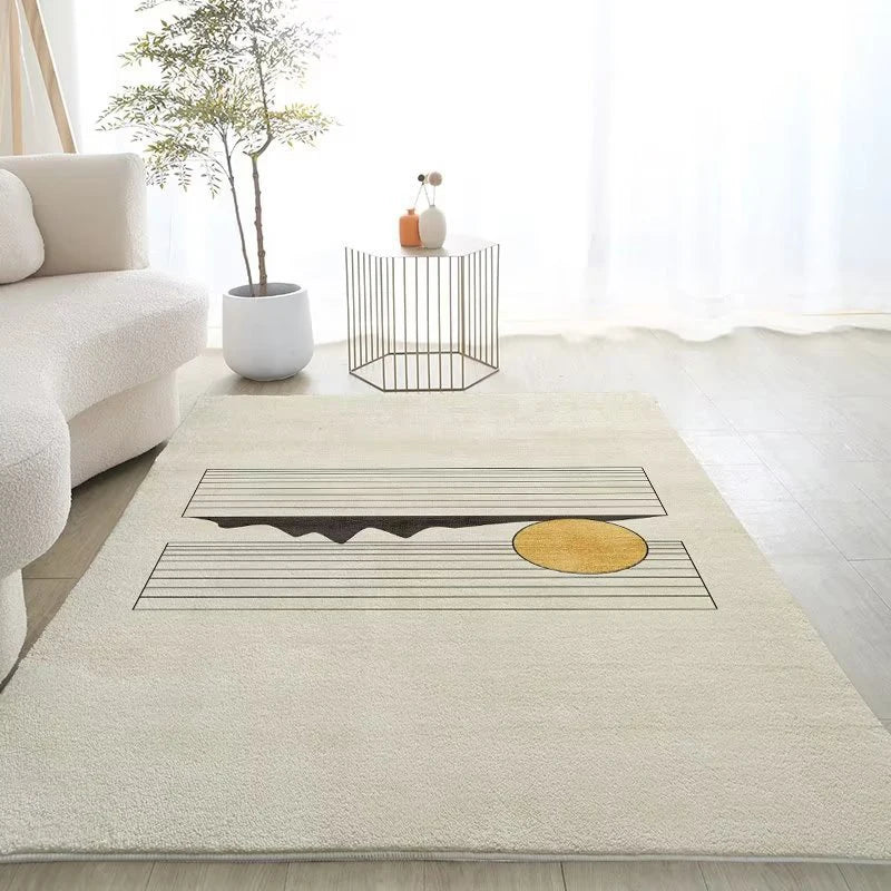 White Rectangle Polyester Rugs For Bedrooms Rug Living Room Anti Slip Foot Mats Soft and Comfortable