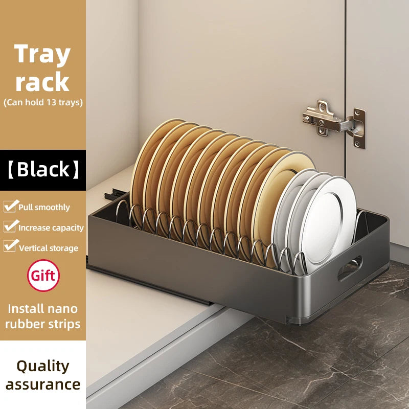 Kitchen Sliding Dish Rack Home Pull-out Drawer Bowl Storage Shelf Dish Drying Storage Box With Sliding Rail Kitchen Storage Rack