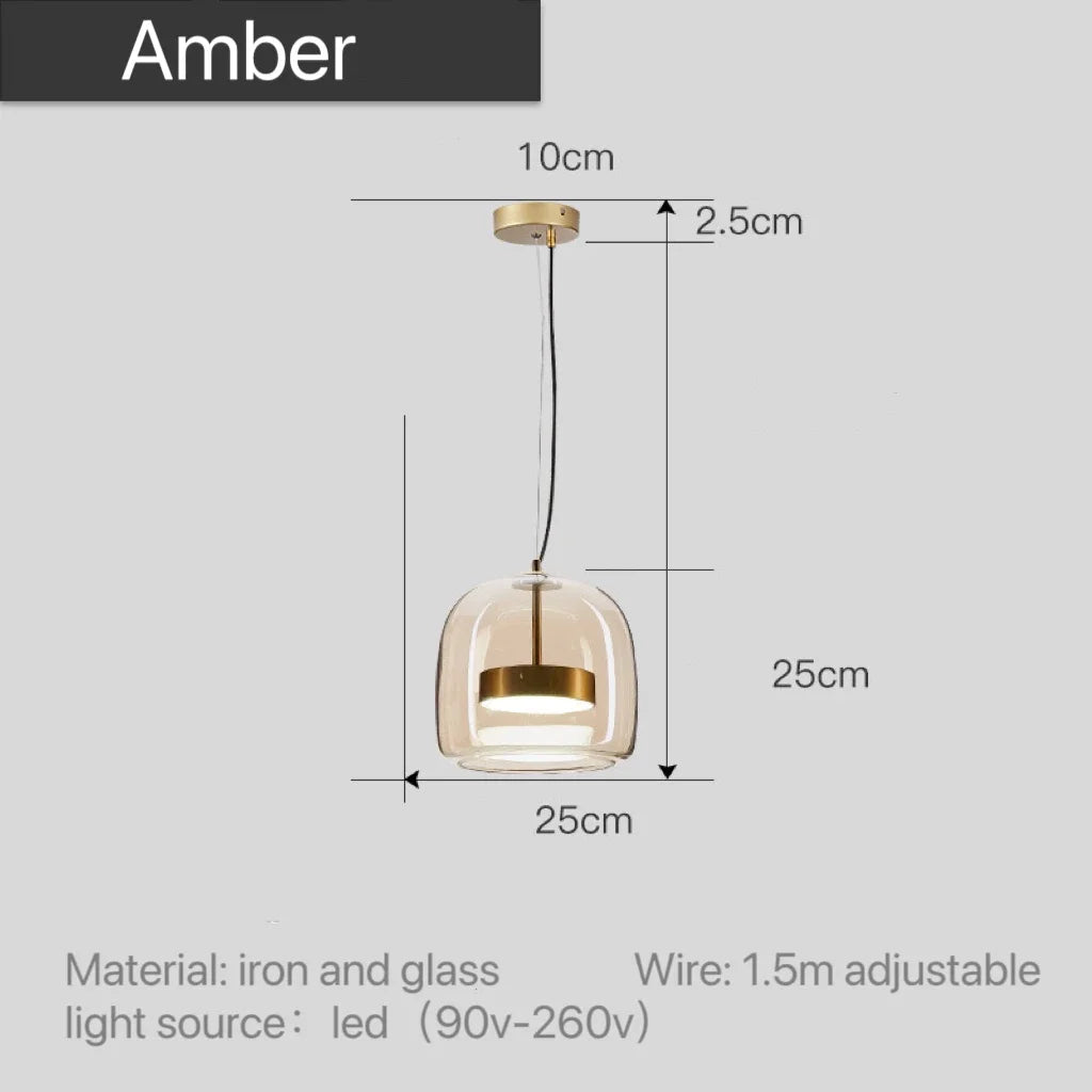 Nordic Modern Restaurant Personalized Glass Pendant Lamp Luxury Light Bedroom Bar Kitchen Lighting Hanging Led Fixture Indoor