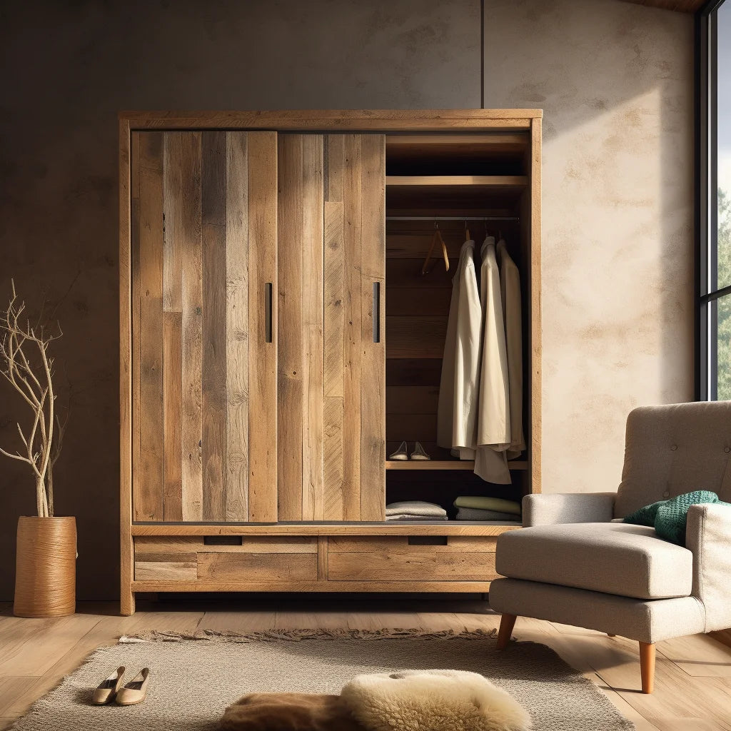 style double-door wardrobe solid wood door wardrobe log home bedroom locker hanging wardrobe storage cabinet