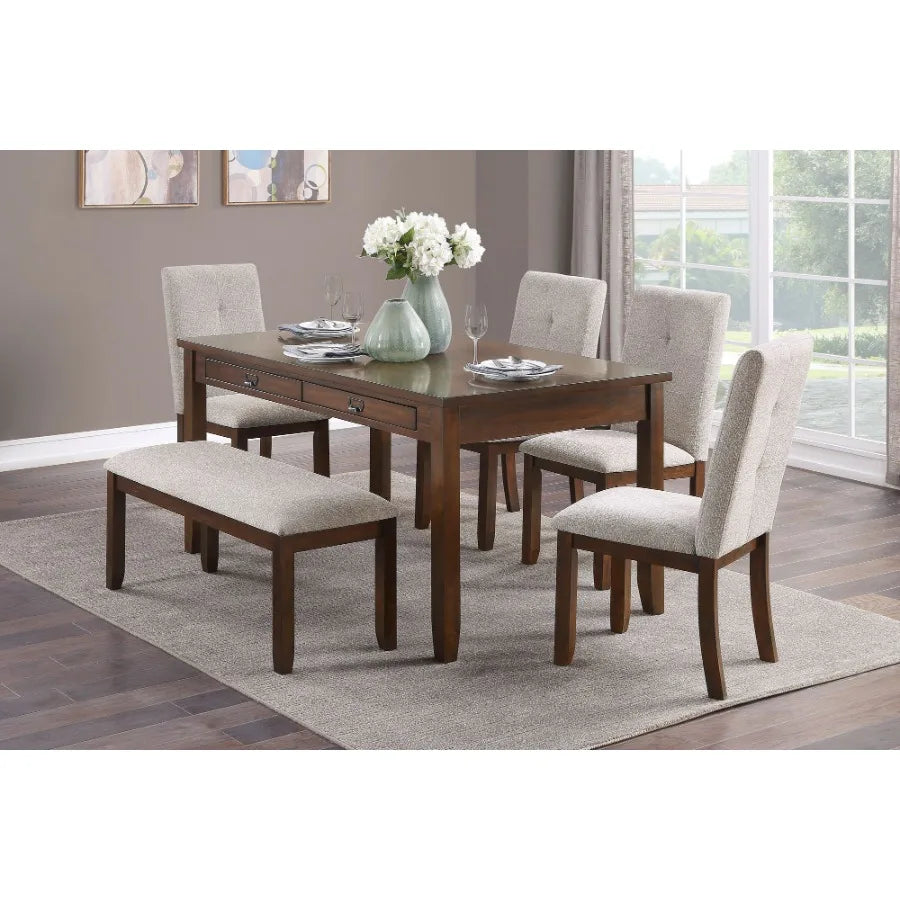 Dark Cherry Finish Dining Table with 4 Drawers 1pc Transitional Style Wooden Funiture Dining Kitchen Table