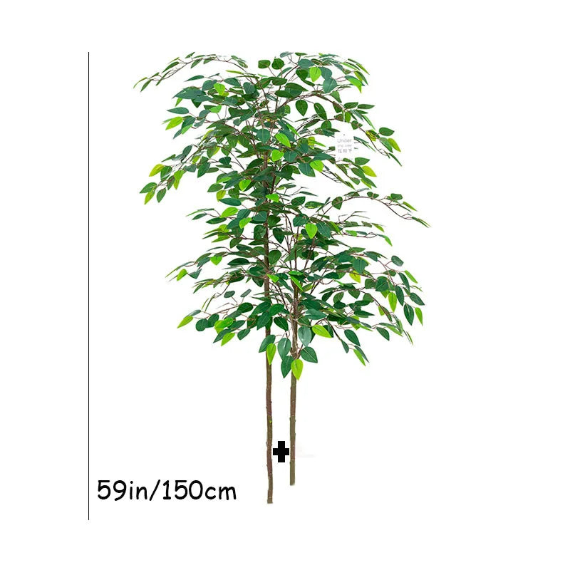 70in Ficus Artificial Tree Large Tropical Plants Plastic Fake Leafs Green Real Touch Banyan Tree For Home Garden Room Shop Decor