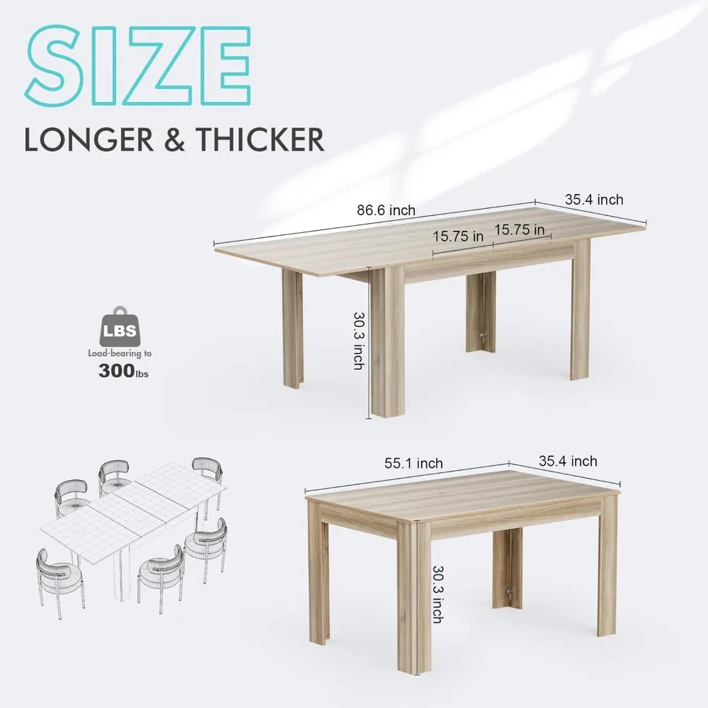 Dining Room Table for 6-10 Person, Plank and Beam Farmhouse Large Rectangular Kitchen Tables for Living Meeting Room