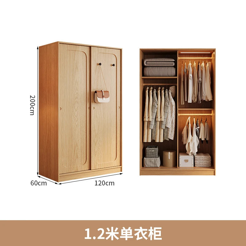 Automatic Light Wardrobe Essentials Stackable Sliding Door Organizer Closet Bedroom Storage Wooden Guarda Roupas Furniture Home