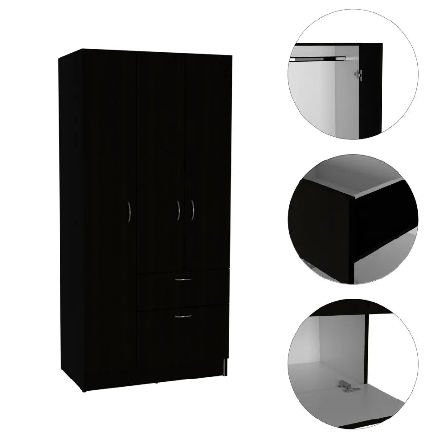 Meredith 1Drawer Rectangle Armoire Black gue and White