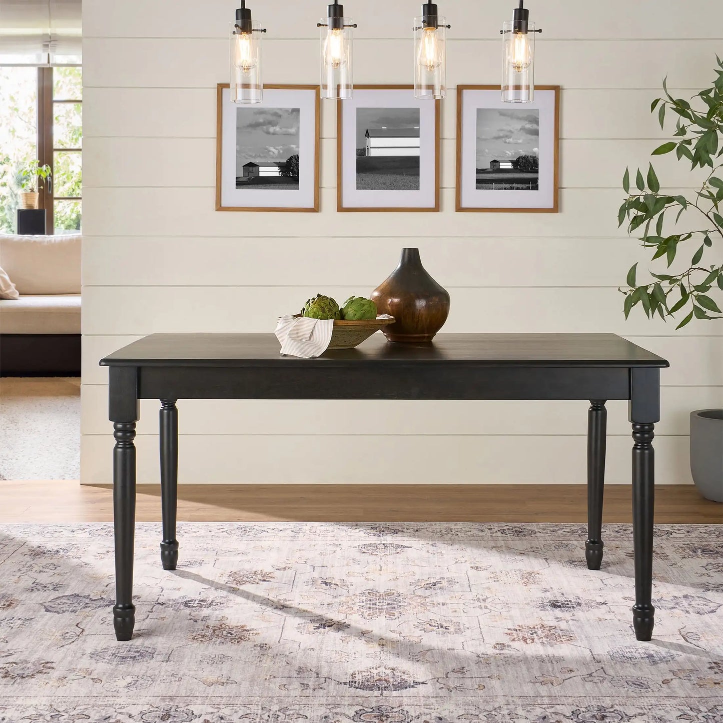 Autumn Lane Farmhouse Dining Table, White and Natural (Table only),comfortably seats 6 people